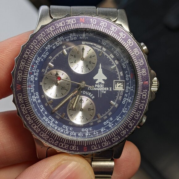 Vintage 90s Chase-Durer Pilot Commander X Chronograph Watch - Picture 8 of 12